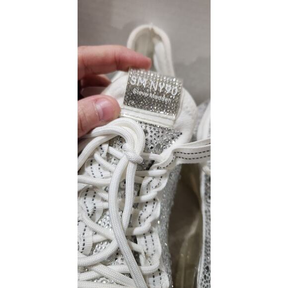 Steve Madden Womens Maxima-R White Bling Rhinestones Concert Sneaker Shoe Sz 12 - Picture 9 of 15